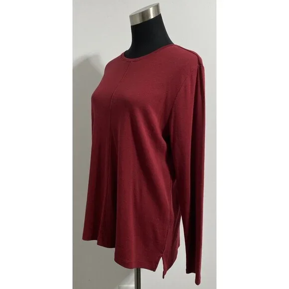 J. Jill Tee Shirt Womens L Red Pima Cotton Crew Neck High Low Hi-Lo Sustainable - Picture 3 of 11